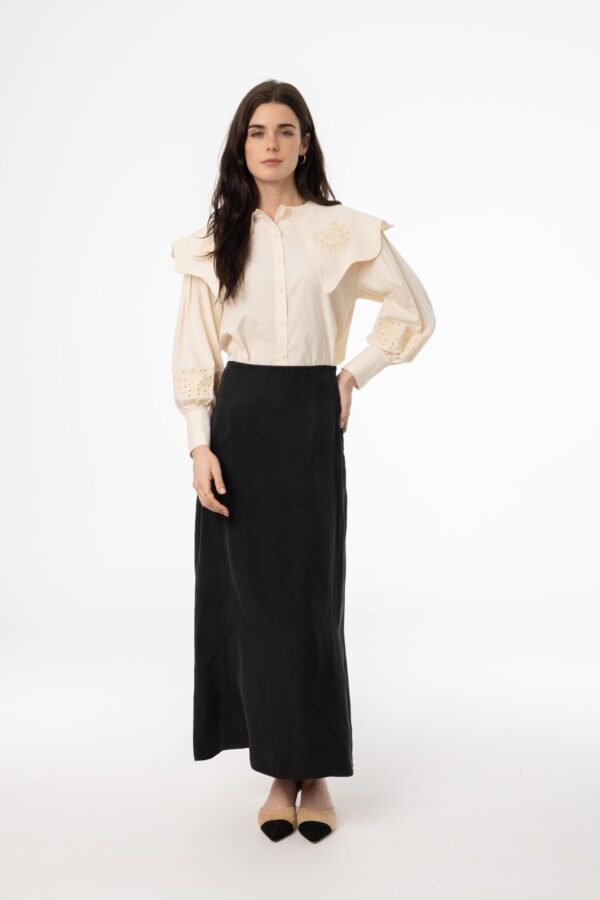 Black A-Line Zipper Slip Skirt