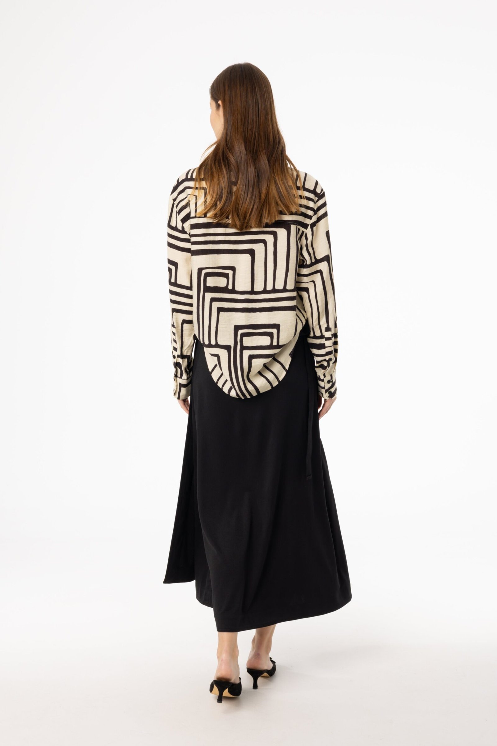 Black Flare Wrap Skirt - Image 3