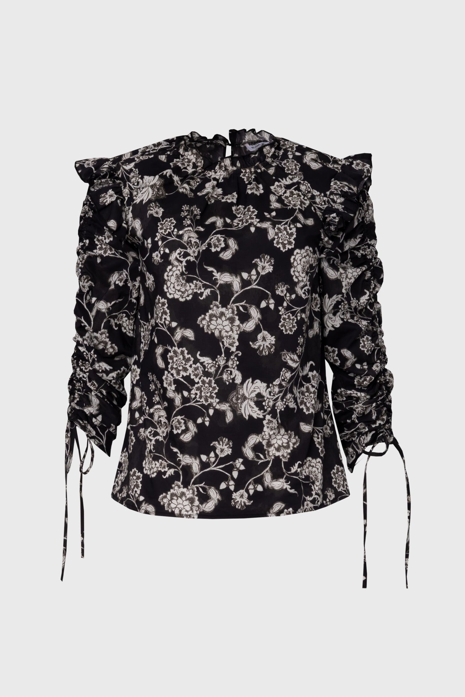 Black Floral Ruffle Blouse - Image 5