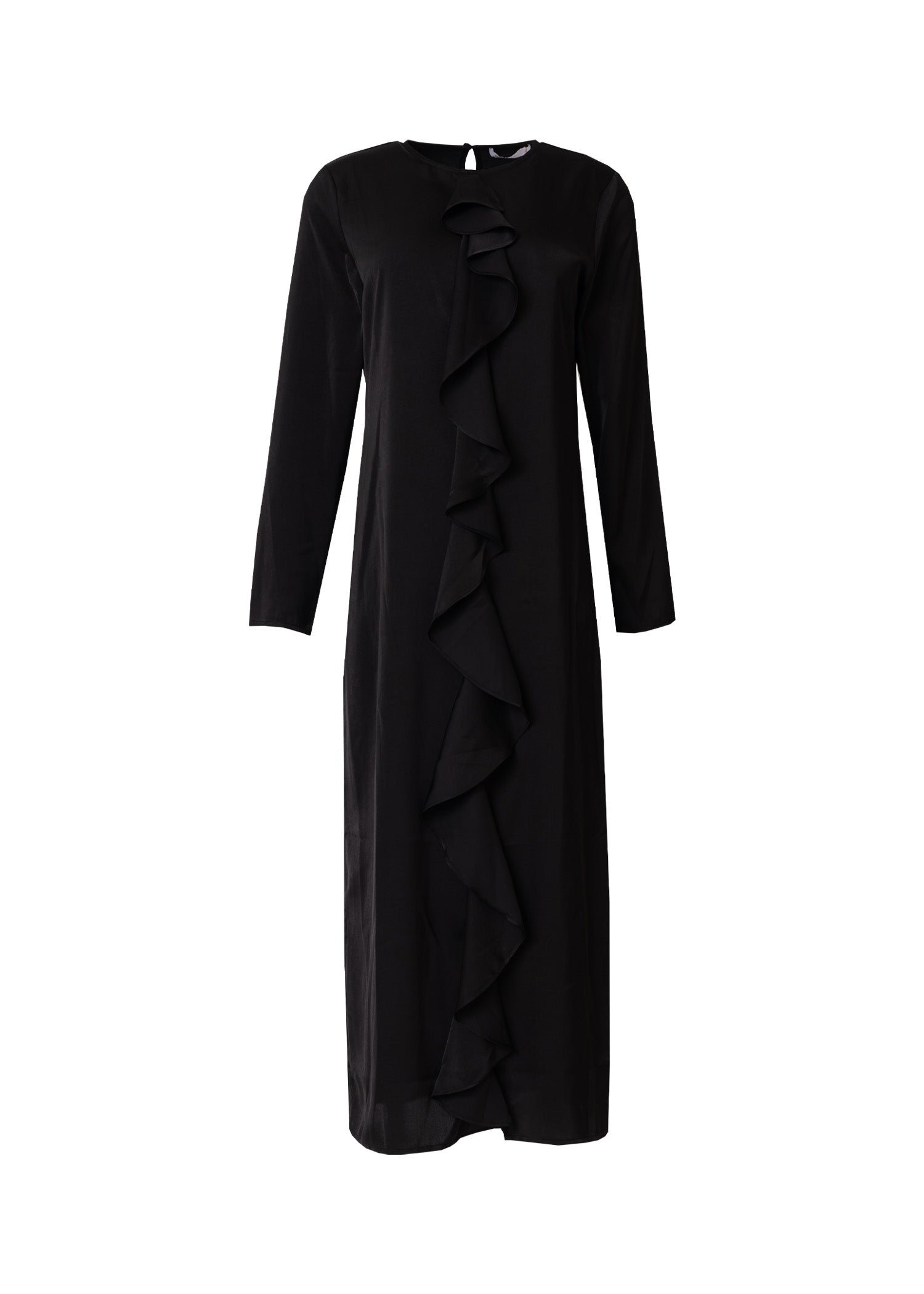 Black Front Ruffle Silk Maxi - Image 5