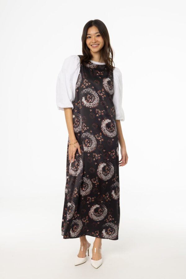 Black and Pink Printed A-Line Slip Jumper