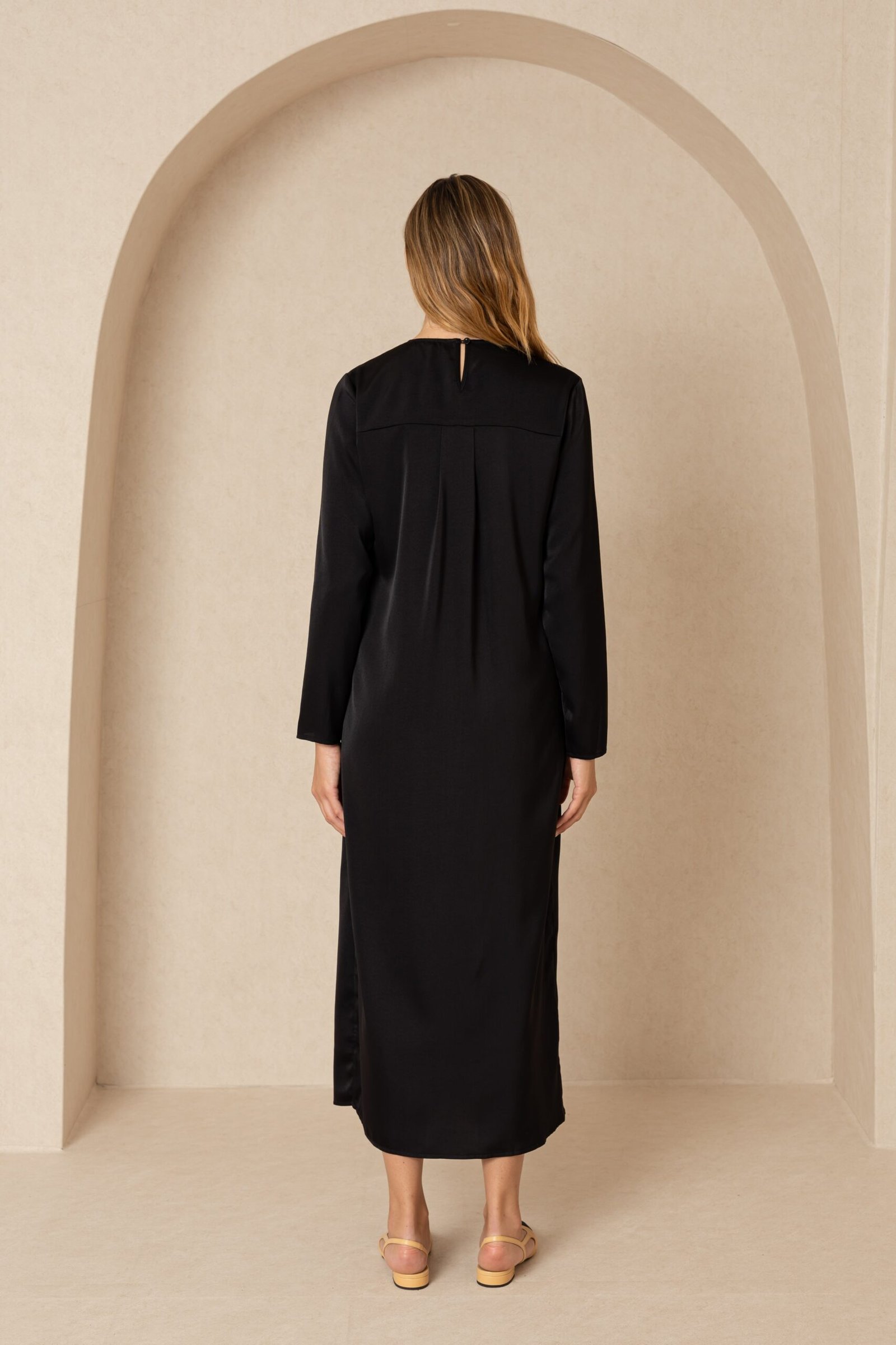 Black Front Ruffle Silk Maxi - Image 3